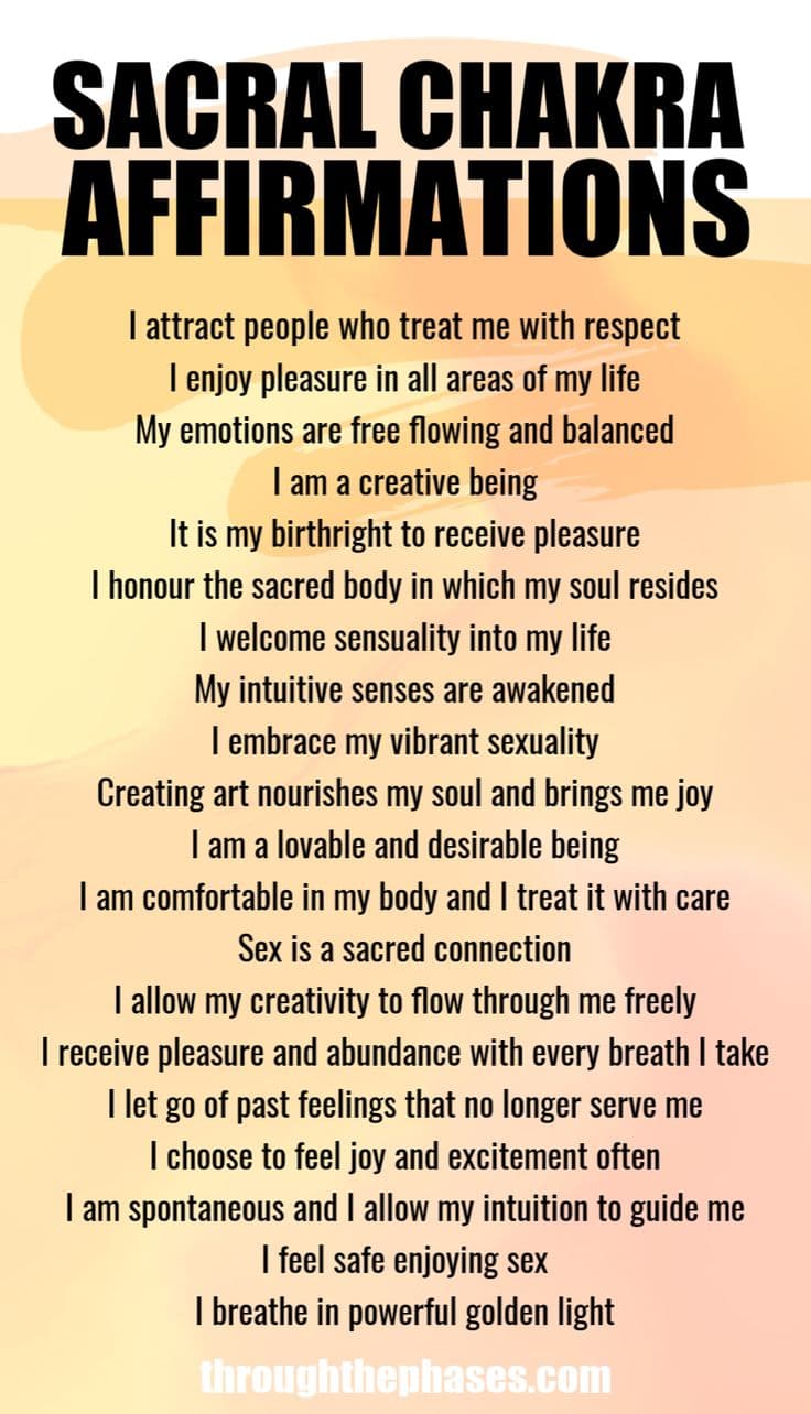 sacral chakra affirmations list