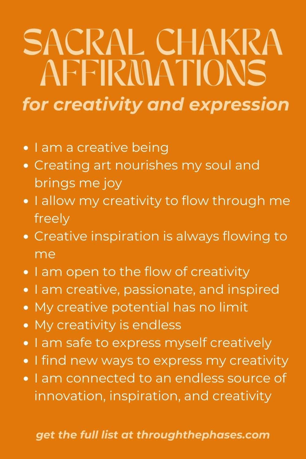 sacral chakra affirmations for creativity and expression