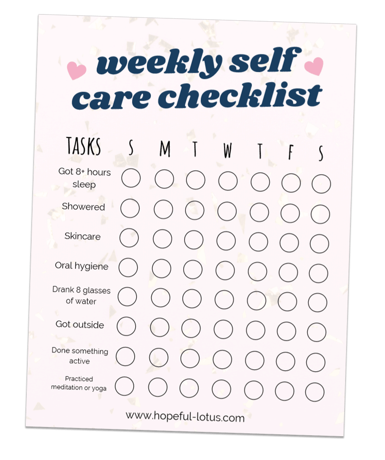 22 Simple Ways to Practice Emotional Self Care 8 free weekly self care checklist