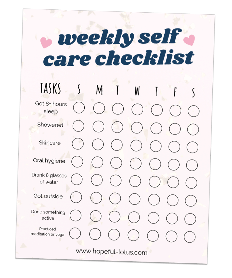 free weekly self care checklist