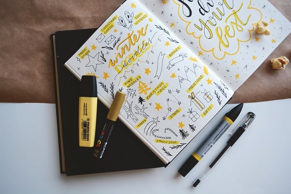 bullet journal font practice page