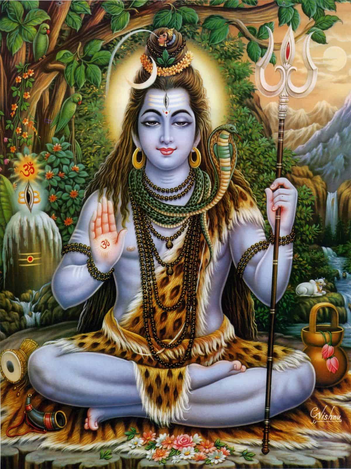 blue depiction of lord shiva