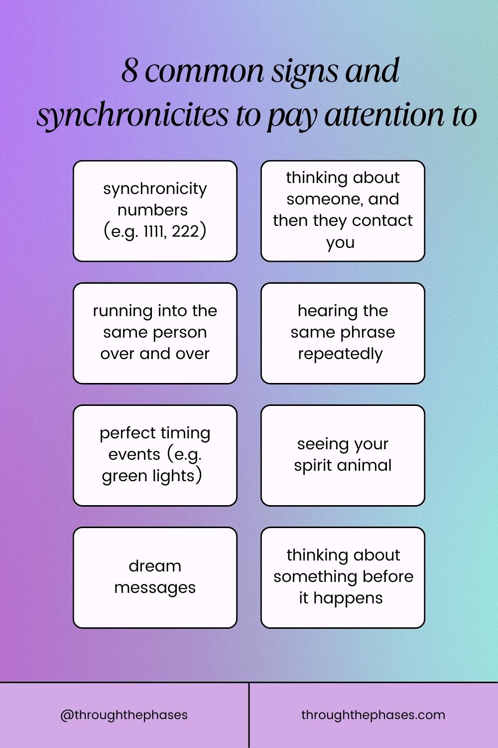 common signs and synchronicities to pay attention to infographic