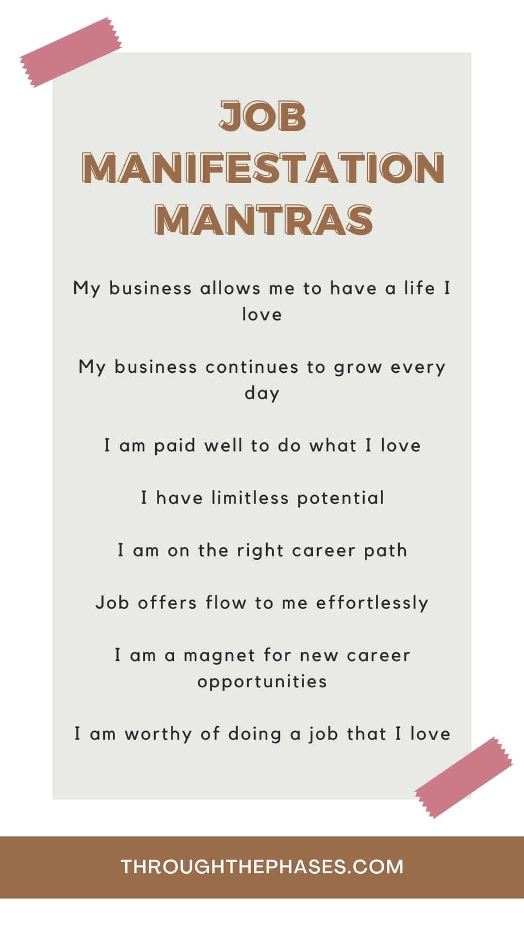 job manifestation mantras