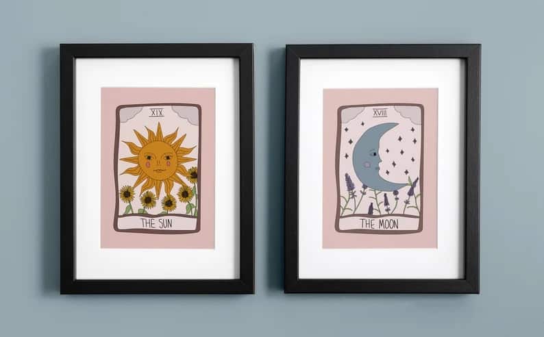 sun and moon tarot set of art prints