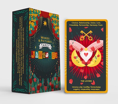 words and pictures tarot cards with meanings printed on them