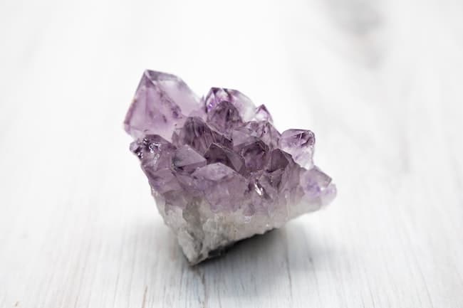 close up of raw amethyst crystal