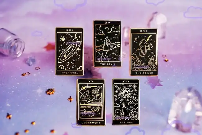 Black and Gold Tarot Card Pins