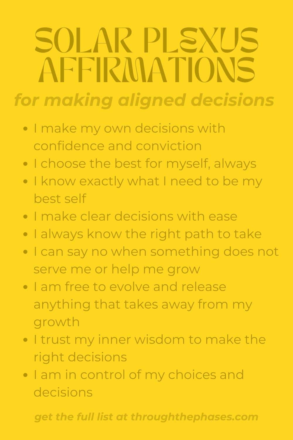 111 Powerful Solar Plexus Chakra Affirmations for Confidence 7 solar plexus affirmations for making aligned decisions