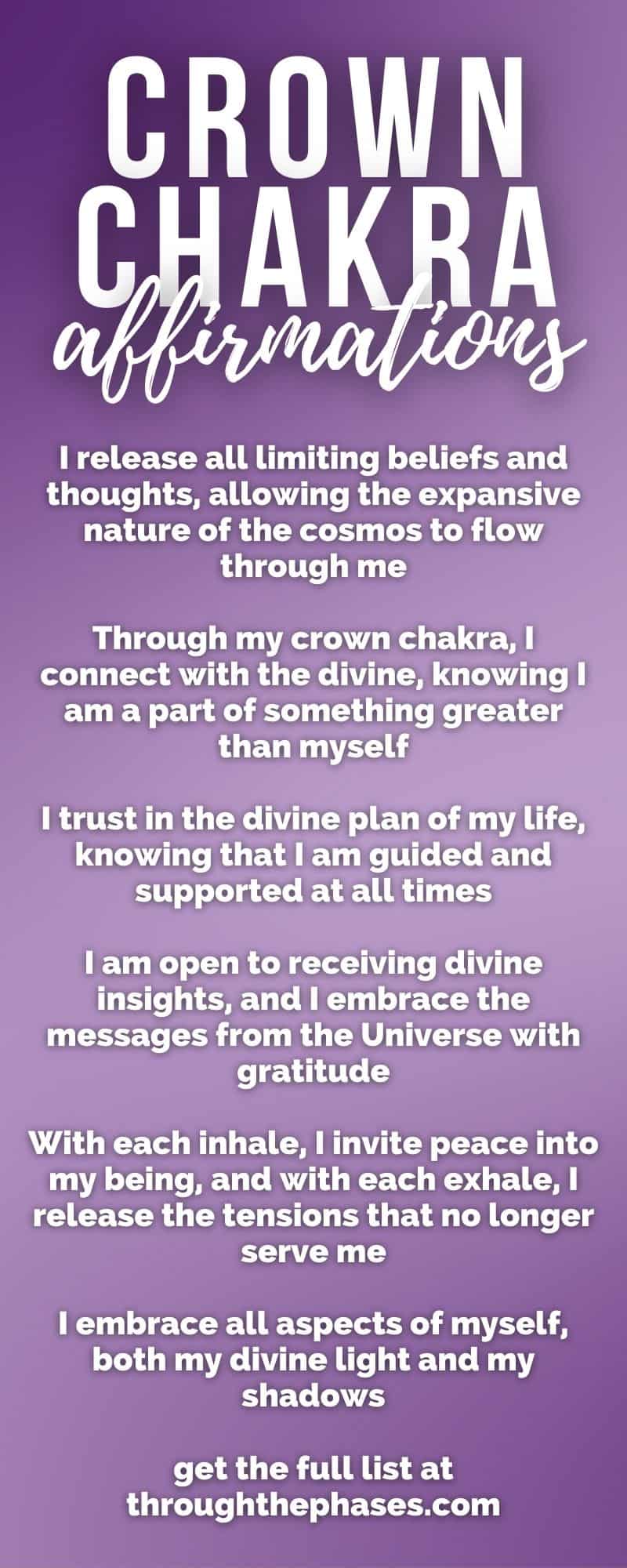 crown chakra affirmations infographic