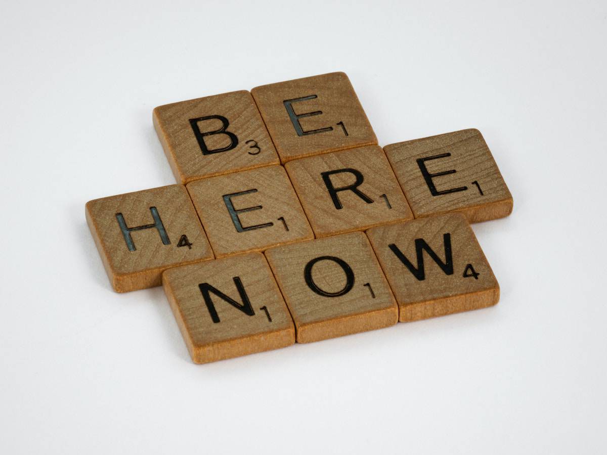 51 Powerful Mindfulness Journal Prompts for Self-Awareness 6 letters spelling out "be here now"
