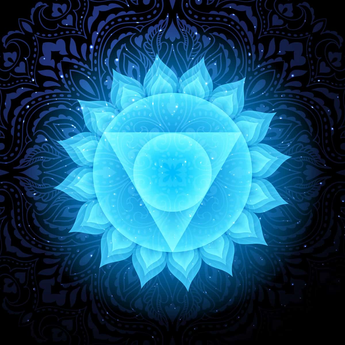 throat chakra symbol on dark background