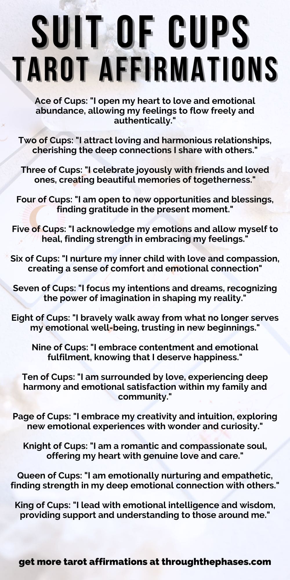 78 Positive Daily Tarot Affirmations for your Deck 10 suit of cups tarot affirmations list