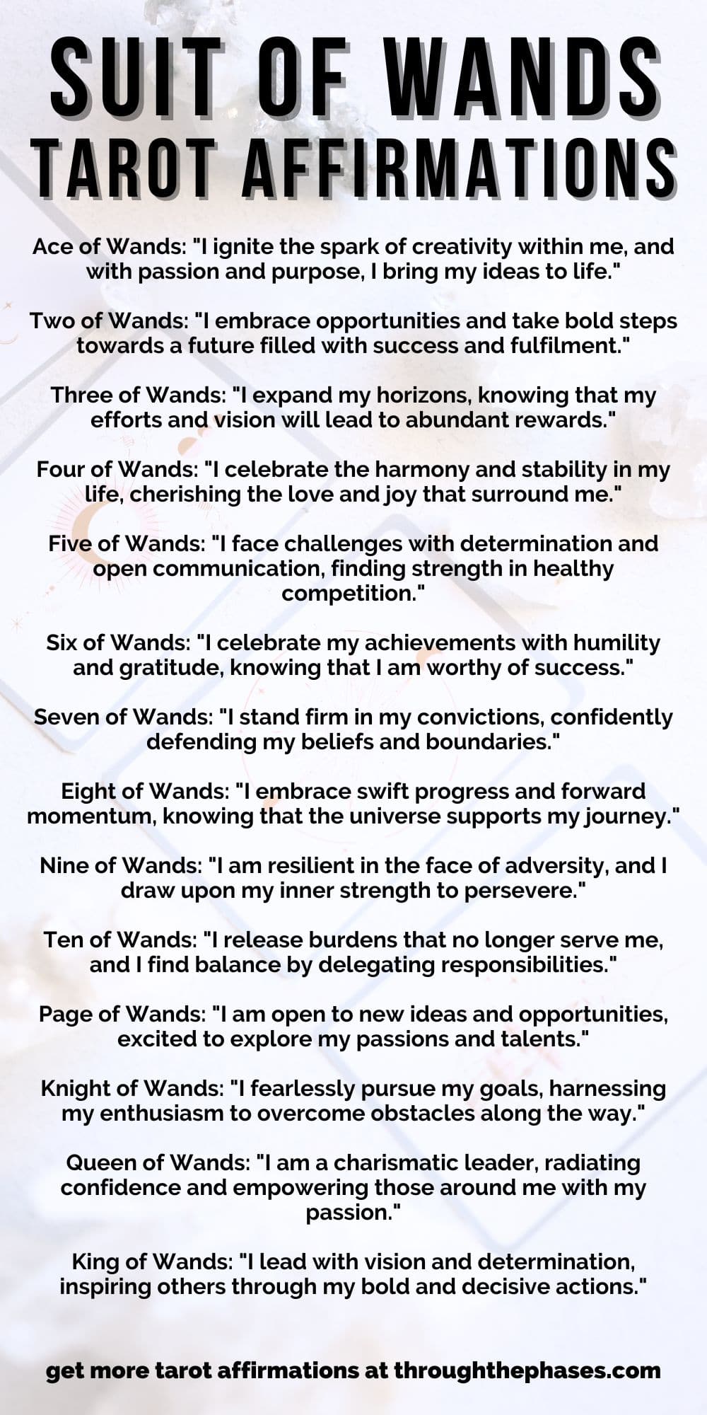 suit of wands tarot affirmations list