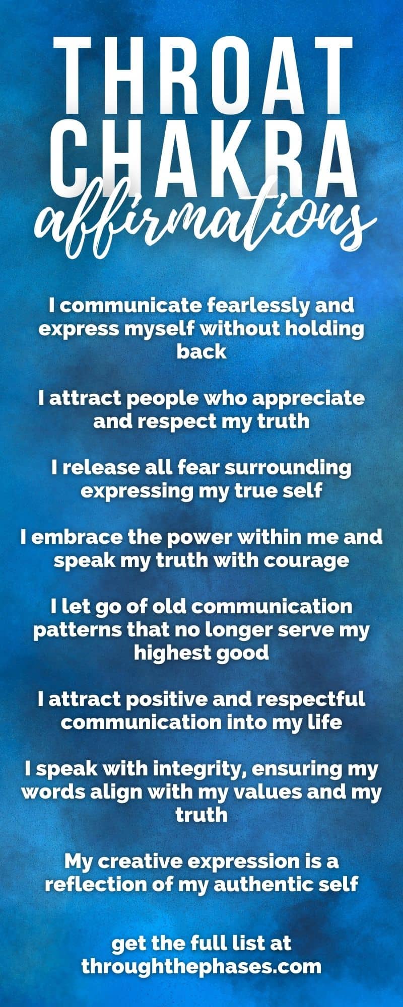 throat chakra affirmations infographic