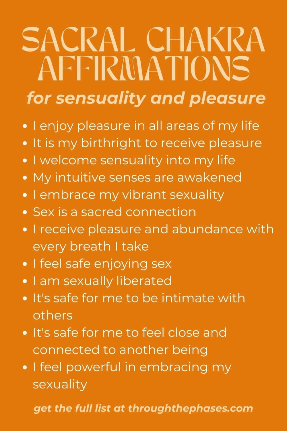 sacral chakra affirmations for sensuality and pleasure list