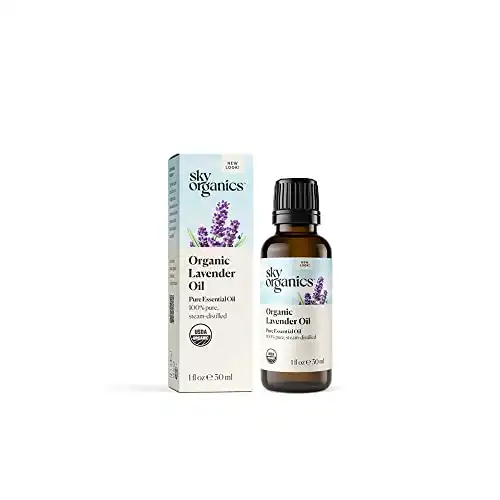 Sky Organics Organic Lavender Essential Oil, 100% Pure and Cold Pressed USDA Certified Organic for Aromatherapy & DIY, 1 Fl Oz.