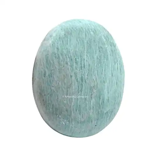 Amazonite Palm Stone - Pocket Massage Worry Stone for Natural Body Chakra Balancing, Reiki Healing and Crystal Grid