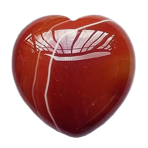 Bacatgem 1 Pcs Natural Carnelian Palm Worry Carved Heart Love Stone,1.57 inchs Crystals and Healing Stones