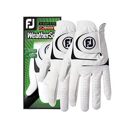 FootJoy Men's WeatherSof (Pack of 2) Golf Glove White Cadet X-Large, Worn on Left Hand