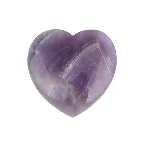 Bingcute Natural Amethyst Pocket Carved Puff Heart Pocket Stone,Healing Palm Crystal Pack of 1(1.6")