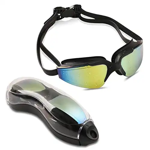 RTWAW Waterproof Anti-Fog Swim Goggles for Men, Women and Youth with UV Protection and No Leaking