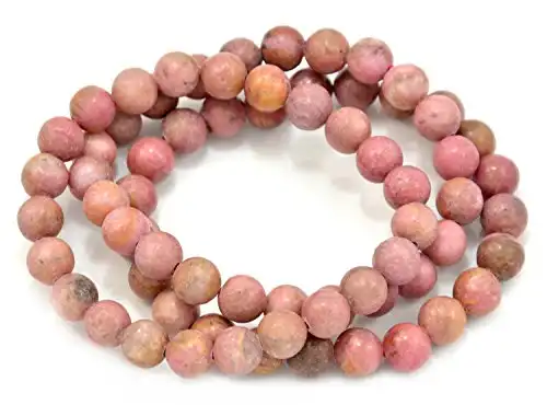 Paialco Jewelry 8MM Rhodochrosite Mineral Round Gemstone Beads Stretch Bracelets, Pack of 3