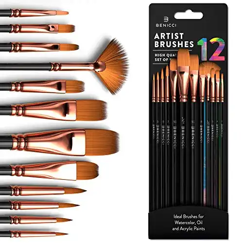 Professional Artist Paint Brush Set of 12