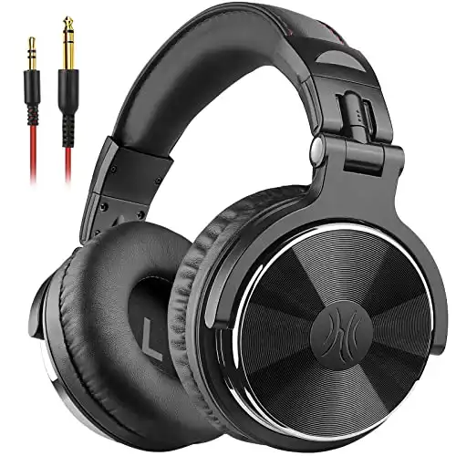 OneOdio Wired Over Ear Headphones Studio Monitor & Mixing DJ Stereo Headsets with 50mm Neodymium Drivers and 1/4 to 3.5mm Jack for AMP Computer Recording Podcast Keyboard Guitar Laptop - Black