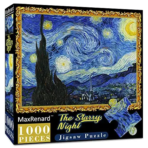 MaxRenard Starry Night Puzzle 1000 Pieces Van Gogh Puzzle 1000 Piece Puzzles for Adults Artwork Jigsaw Puzzle Family Game Puzzle