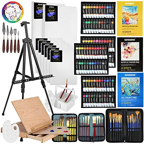 149Pcs Deluxe Artist Painting Set with Aluminum and Solid Beech Wood Easel