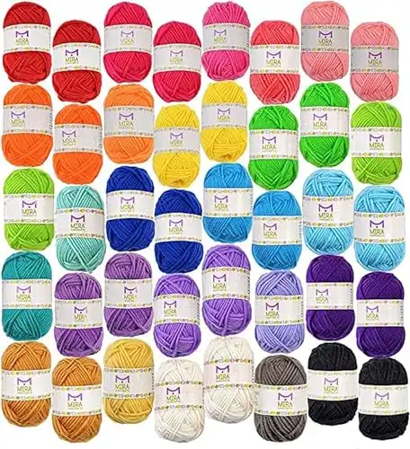 40 Assorted Colors Acrylic Yarn Skeins with 7 E-Books