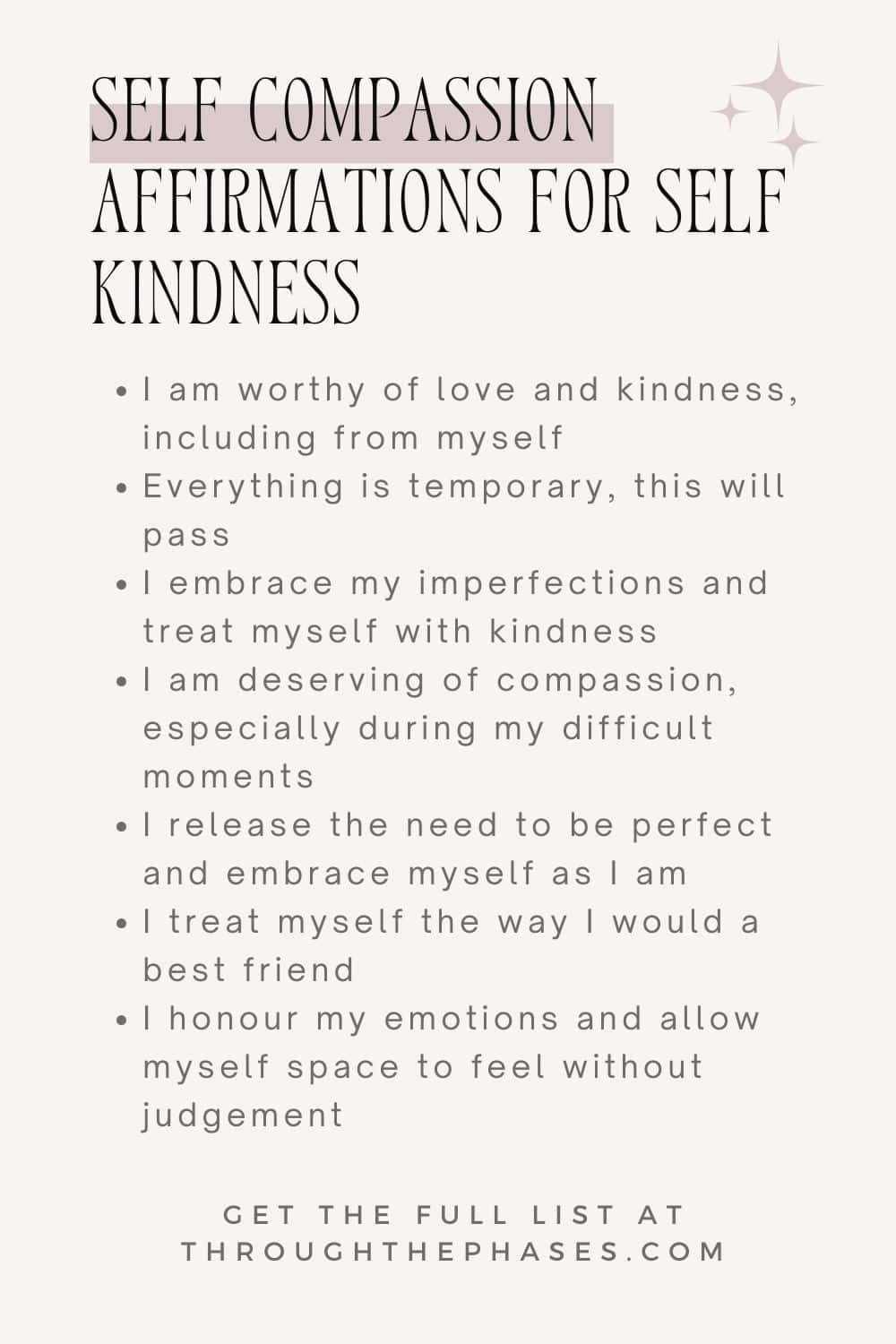 powerful self compassion  affirmations list for self kindness