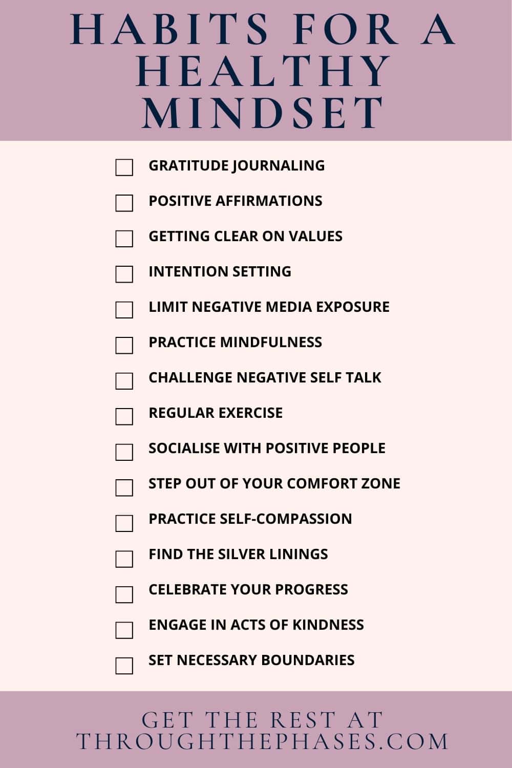 habits for a healthy mindset list