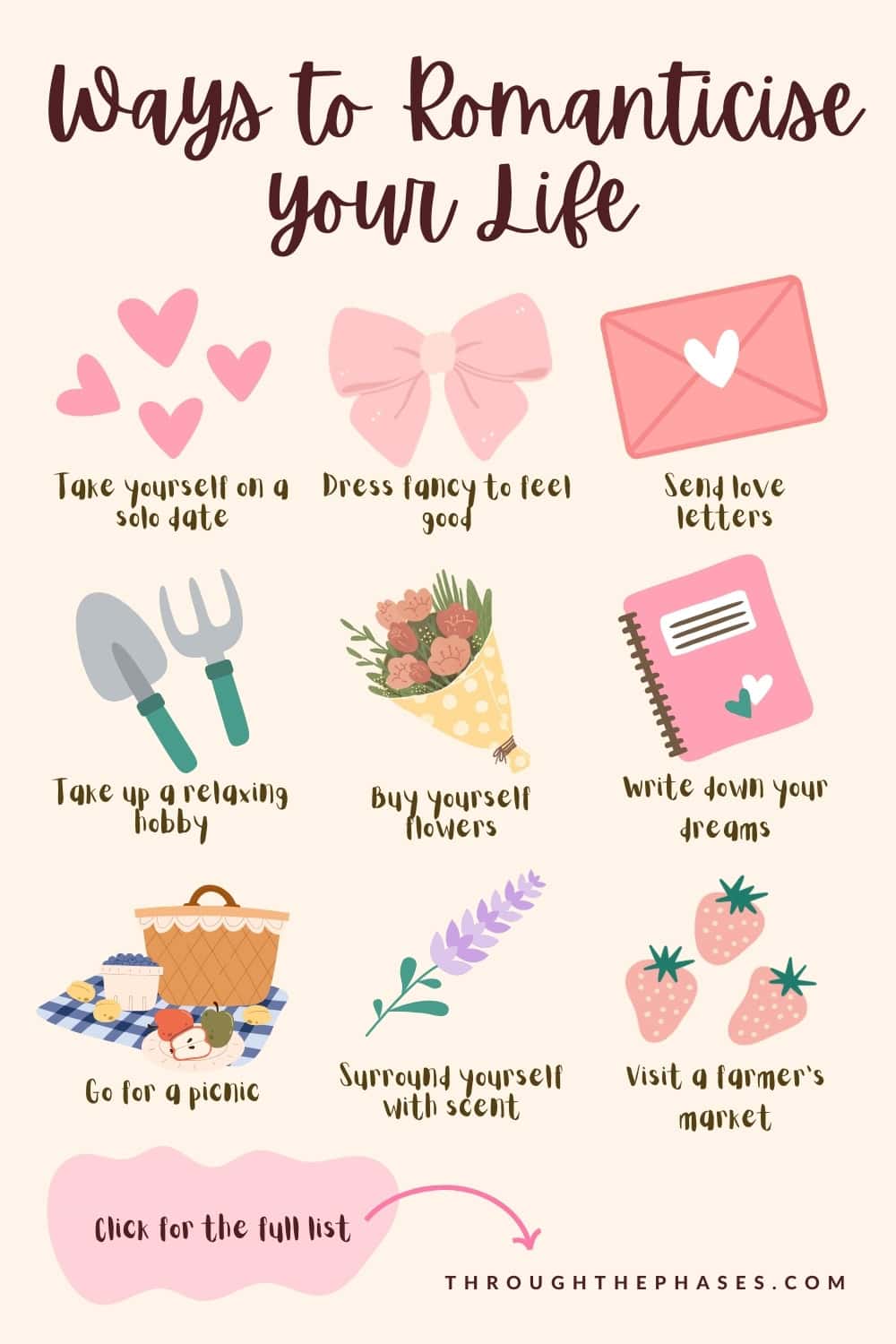 ways to romanticise your life infographic